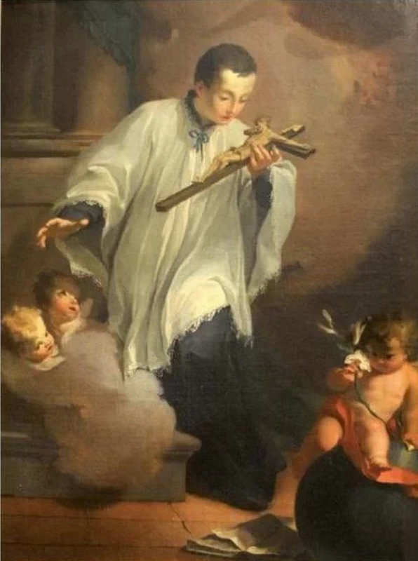11-San Luigi Gonzaga contempla il crocifisso-Capo di Ponte - parrocchiale di san Martino